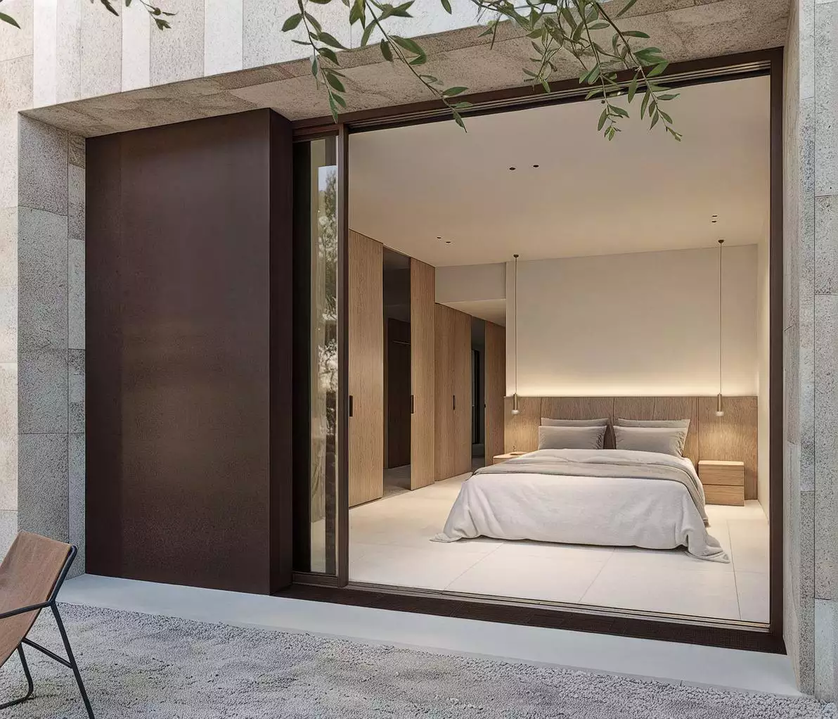 Dormitorio principal con atmósfera serena y vistas al exterior | E6A