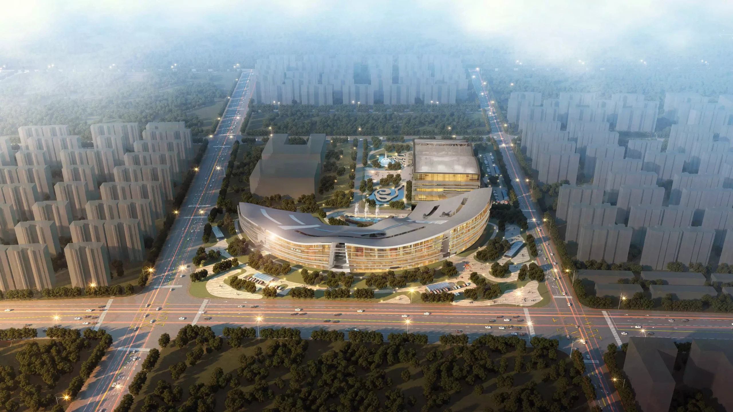Vista aérea del Centro Cultural Wuhan | E6A
