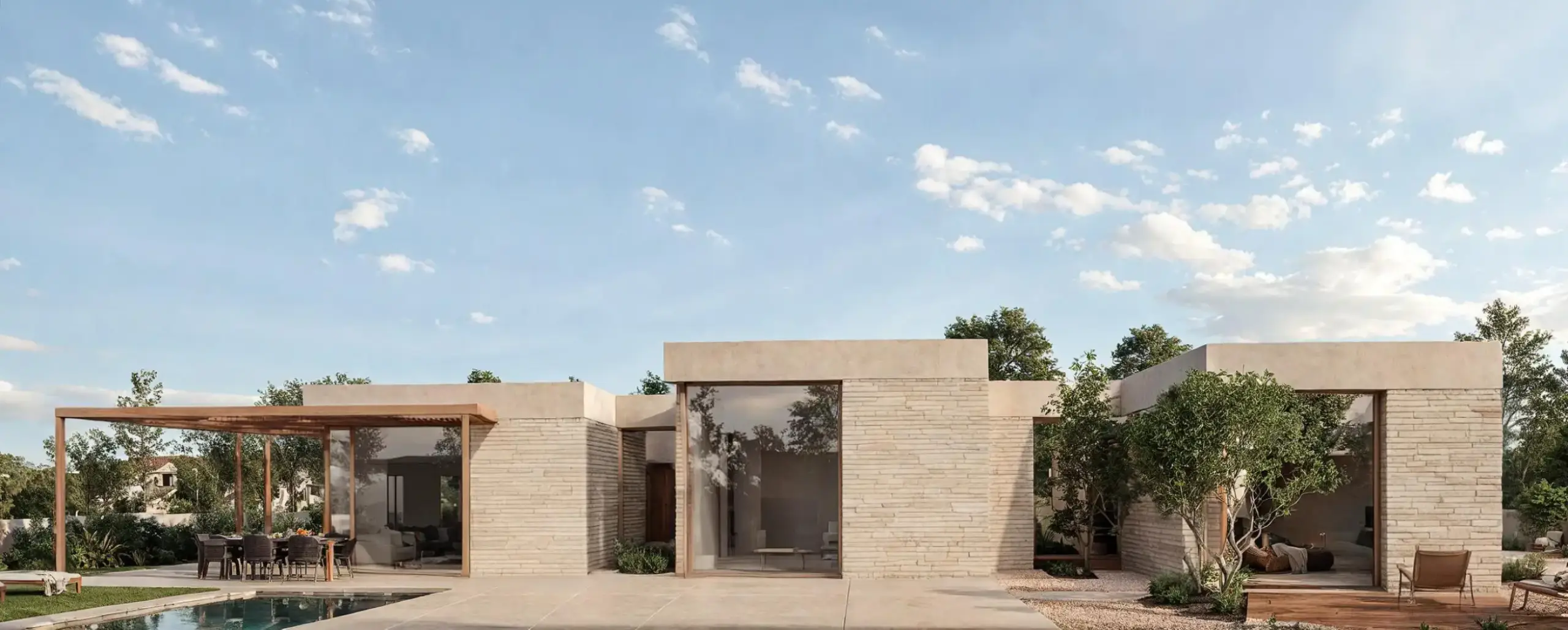 Vista general de la vivienda Ingradi Home con integración total en el paisaje | E6A