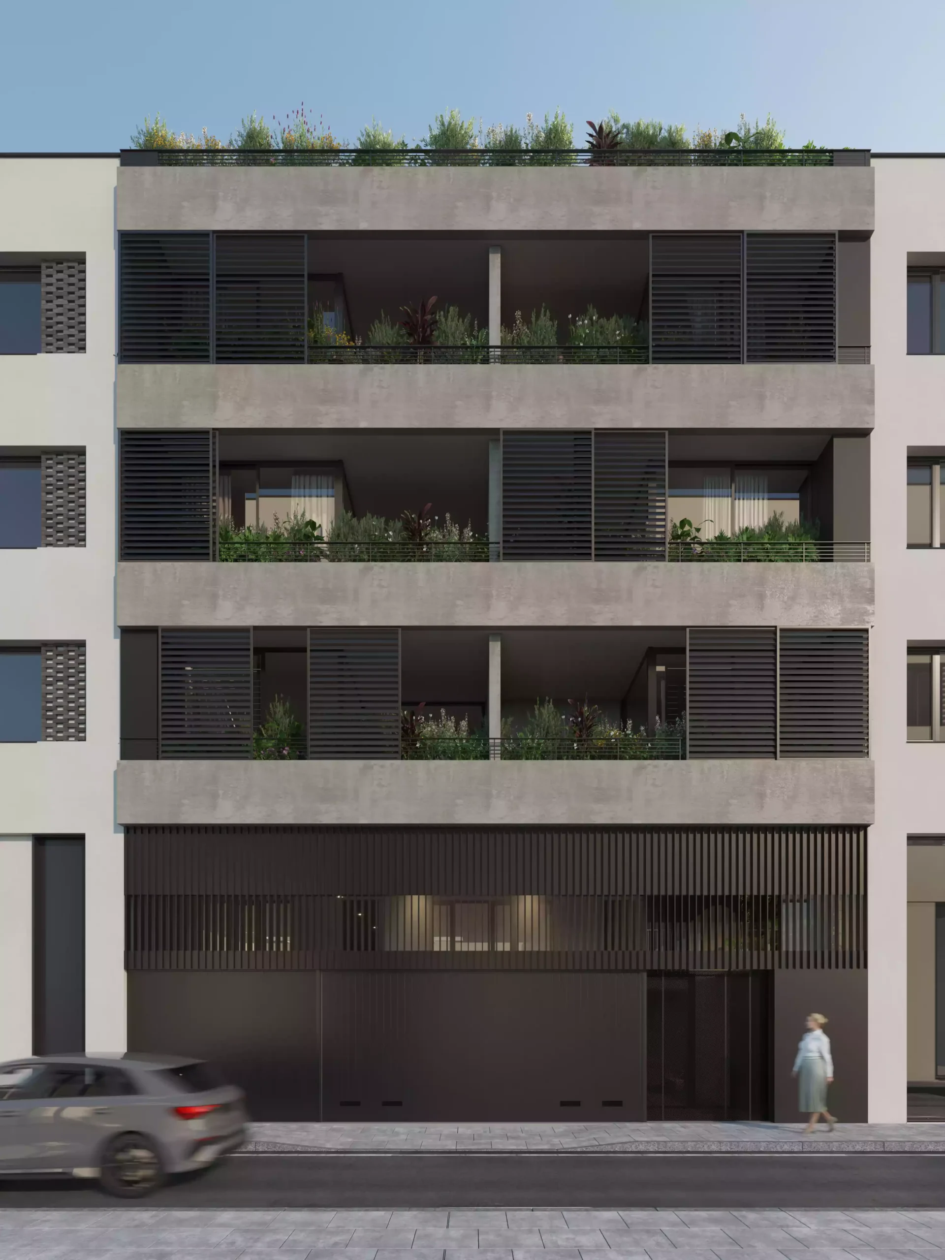Fachada principal negra de Residencial Agustina de Aragón | E6A